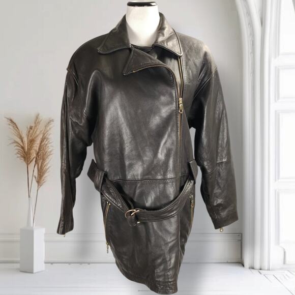 Andrew Marc x Henri Bendel Leather Moto Jacket S Buttery Soft Belted Zip - Picture 2 of 16